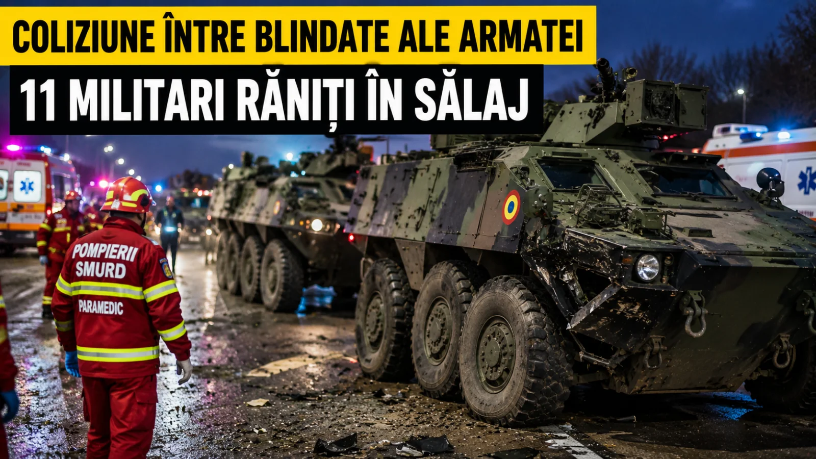 Coliziune între blindate ale Armatei Române în Sălaj. 11 militari au fost răniți după impactul dintre transportoare Piranha