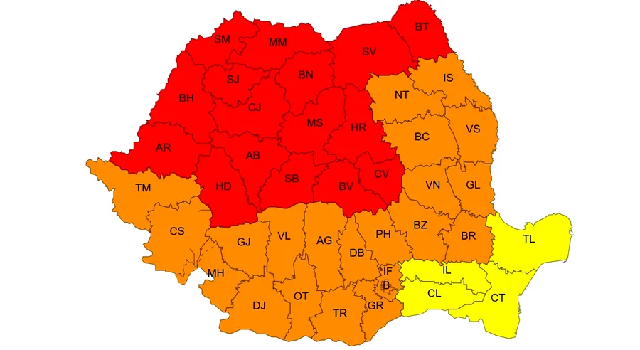 Caniculă în România: 16 județe sub Cod Portocaliu sâmbătă, Cod Roșu duminică