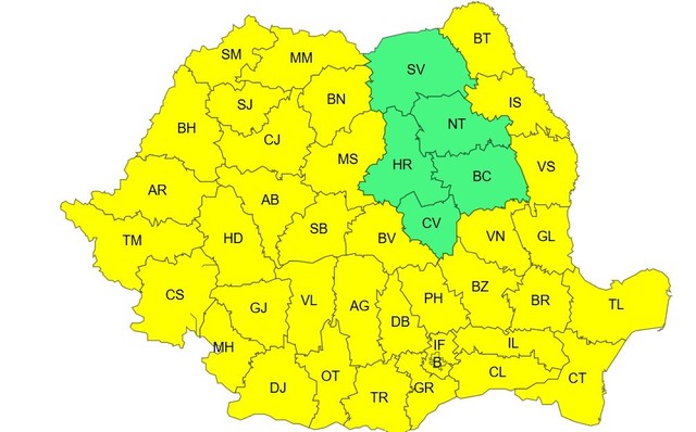 Cod galben de caniculă în aproape toată țara, joi, cu temperaturi de până la 35 de grade