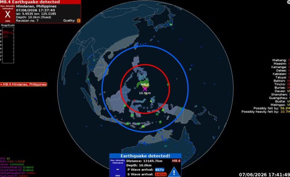 Cutremur de 7,8 în sudul Filipinelor: alertă de tsunami pe coastele Filipinelor și Malaeziei