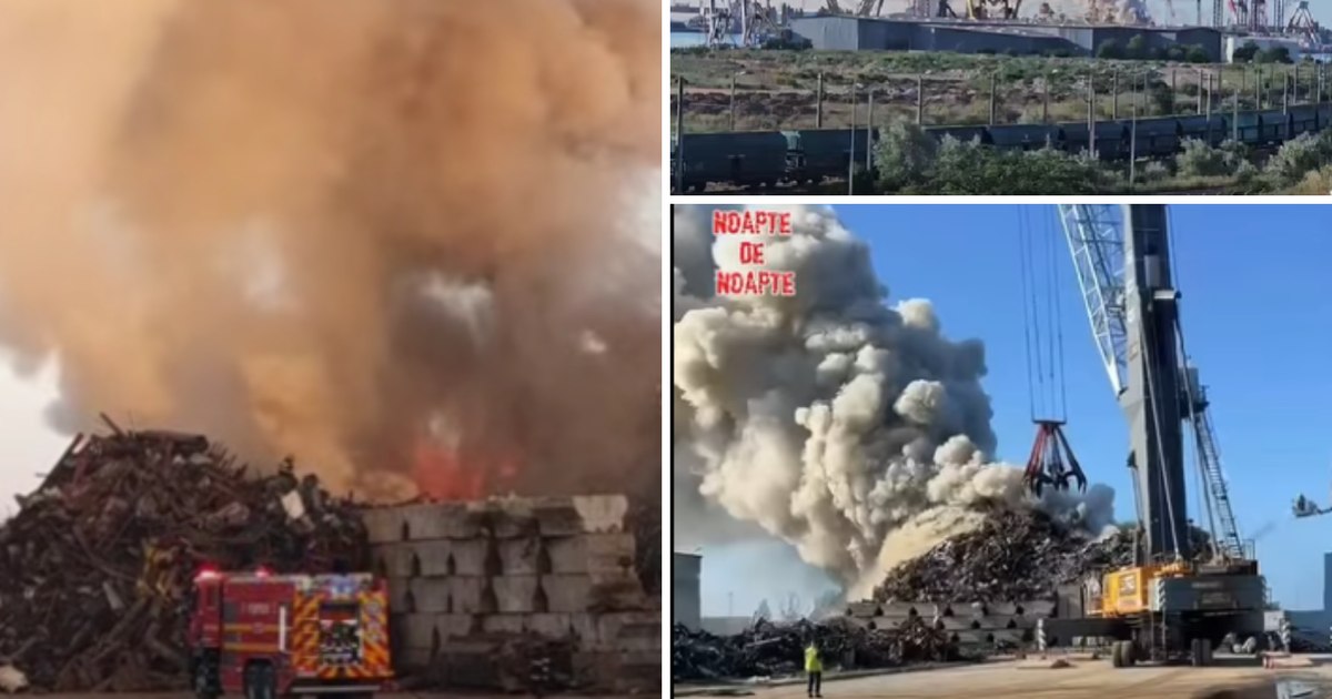 Incendiu în Portul Agigea la un depozit de deșeuri și fier vechi. Autoritățile au emis mesaj RO-Alert