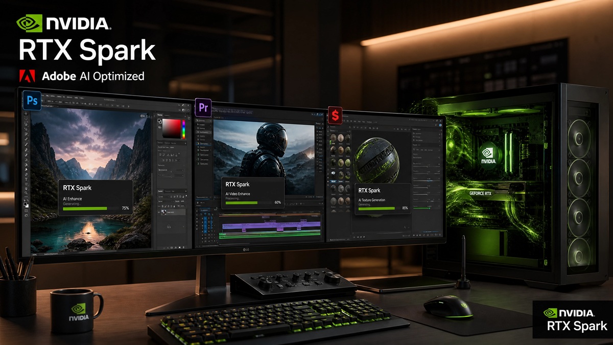 Nvidia RTX Spark accelerează aplicațiile Adobe: Photoshop, Premiere Pro și Substance 3D beneficiază de optimizări AI