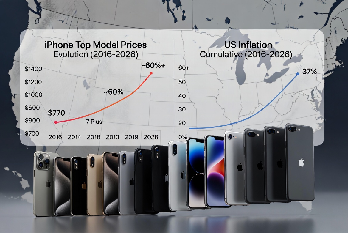 Prețurile iPhone-urilor de top au crescut cu 60% în ultimul deceniu, dublu față de inflația din SUA
