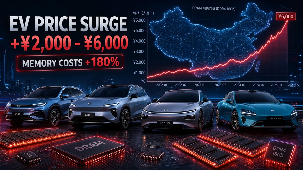 Scumpirea memoriilor auto cu 180% duce la creșteri de preț de până la 800 de euro pentru mașinile electrice din China