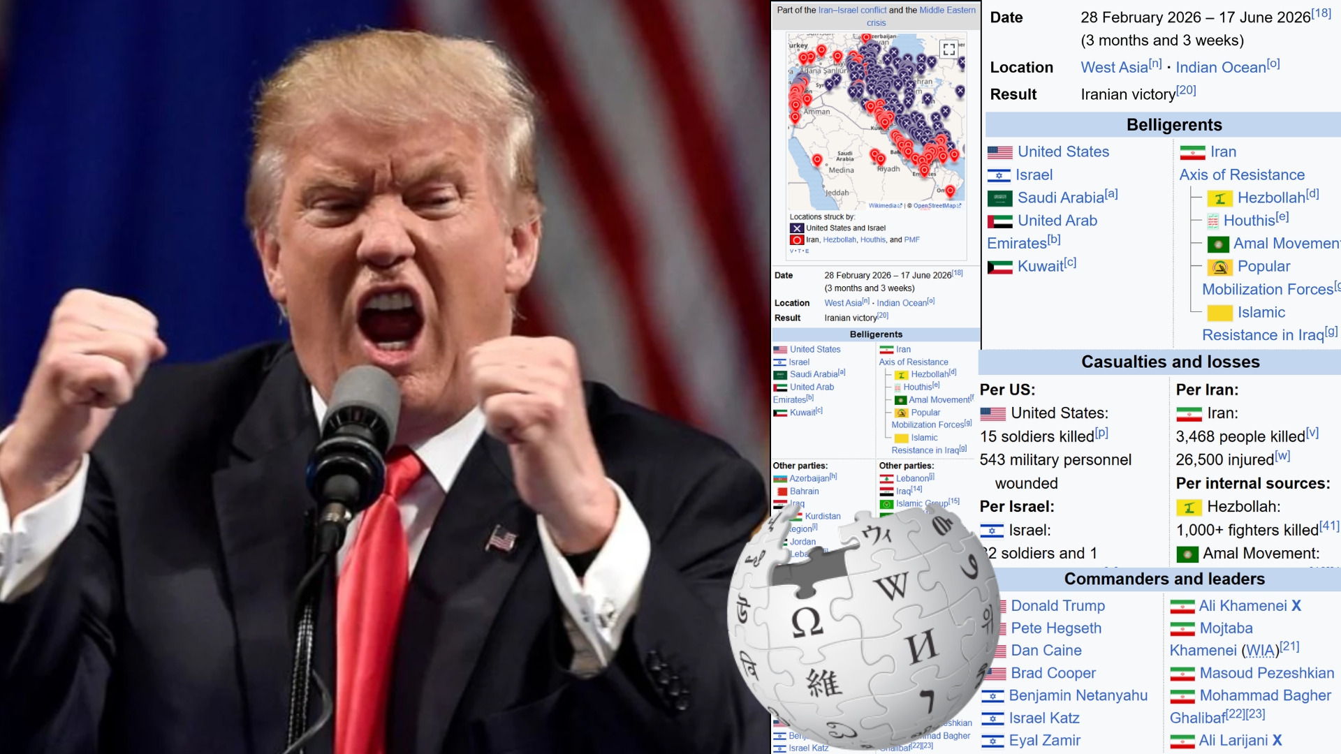Wikipedia îl contrazice pe Trump: Iranul, declarat câștigător al războiului din 2026 cu SUA