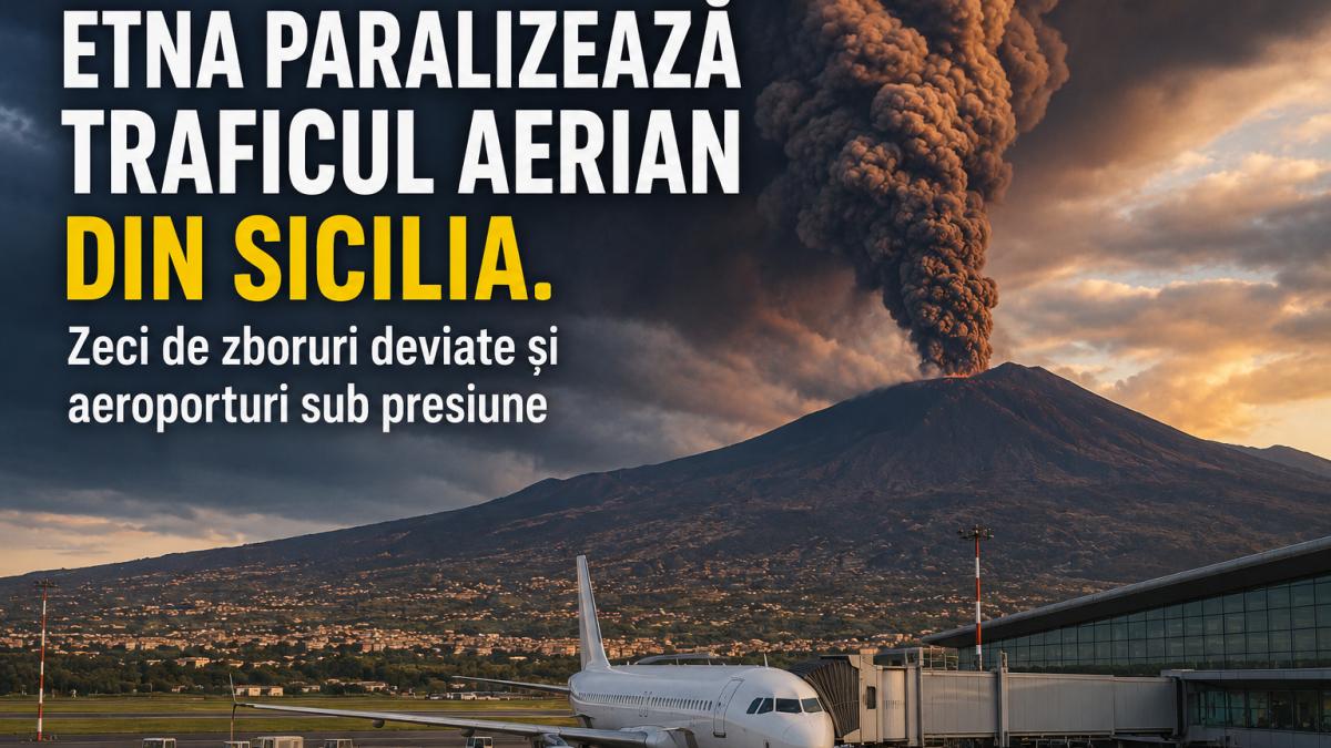 Erupția vulcanului Etna perturbă traficul aerian în Sicilia. Zeci de zboruri deviate