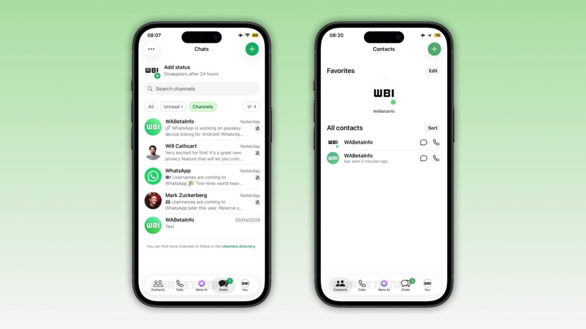 WhatsApp testează o filă dedicată contactelor în aplicația pentru iPhone